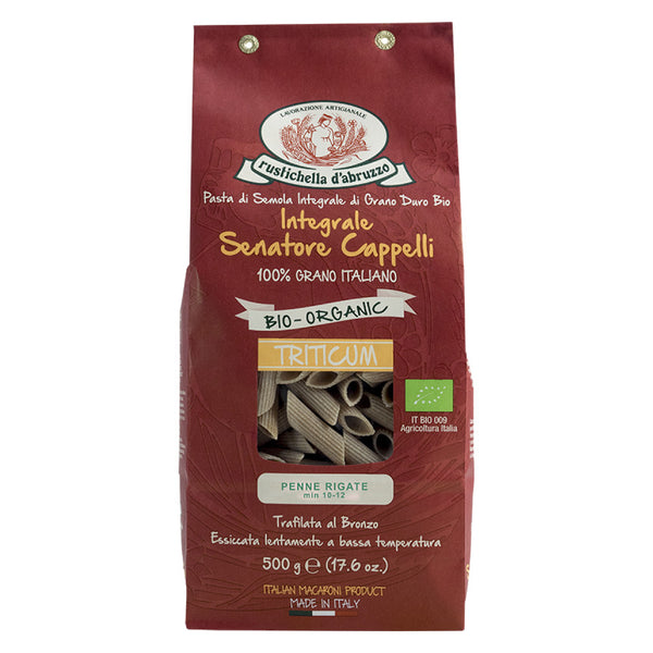 Rustichella D'Abruzzo Penne Rigate Pasta Di Semola Integrale Di Grano Duro Senatore Cappelli Biologico
